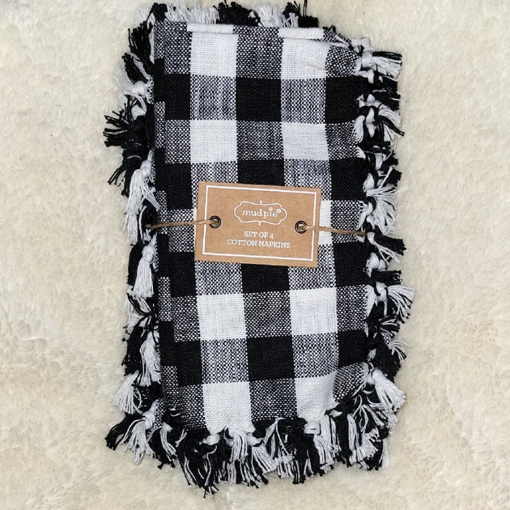 Mud Pie Black and White Checkered Napkins